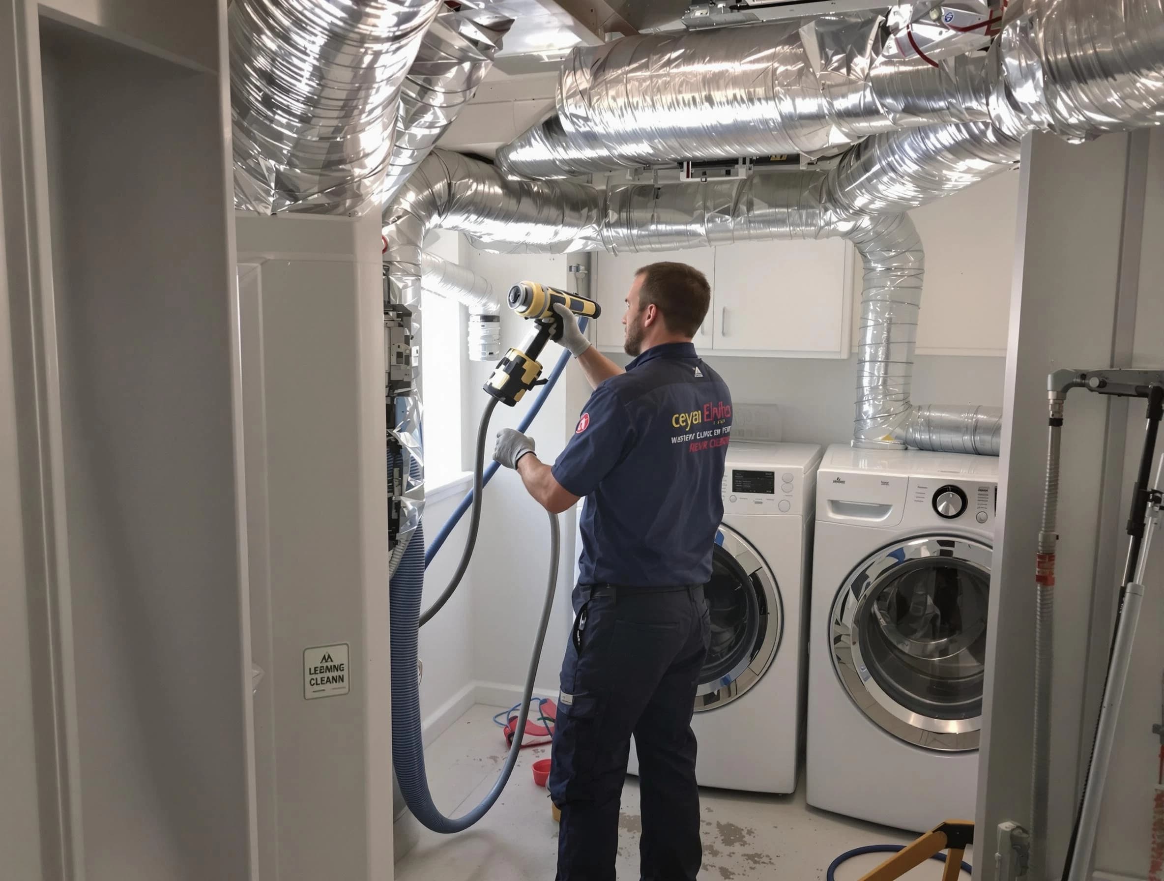 Heron Bay Dryer Vent Cleaning specialist using advanced equipment for thorough duct cleaning in Heron Bay