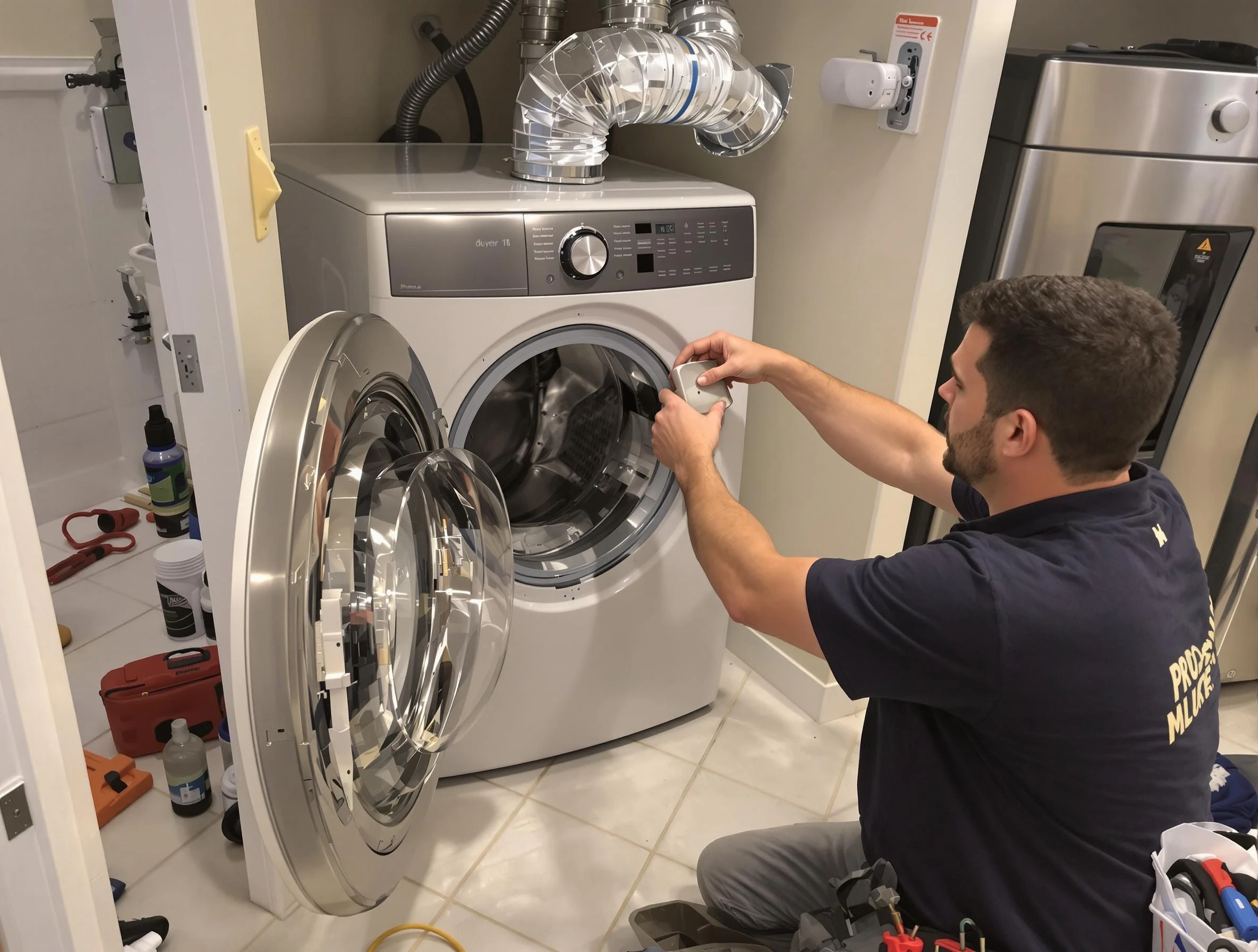 Heron Bay Dryer Vent Cleaning technician performing precise dryer vent hose installation in Heron Bay