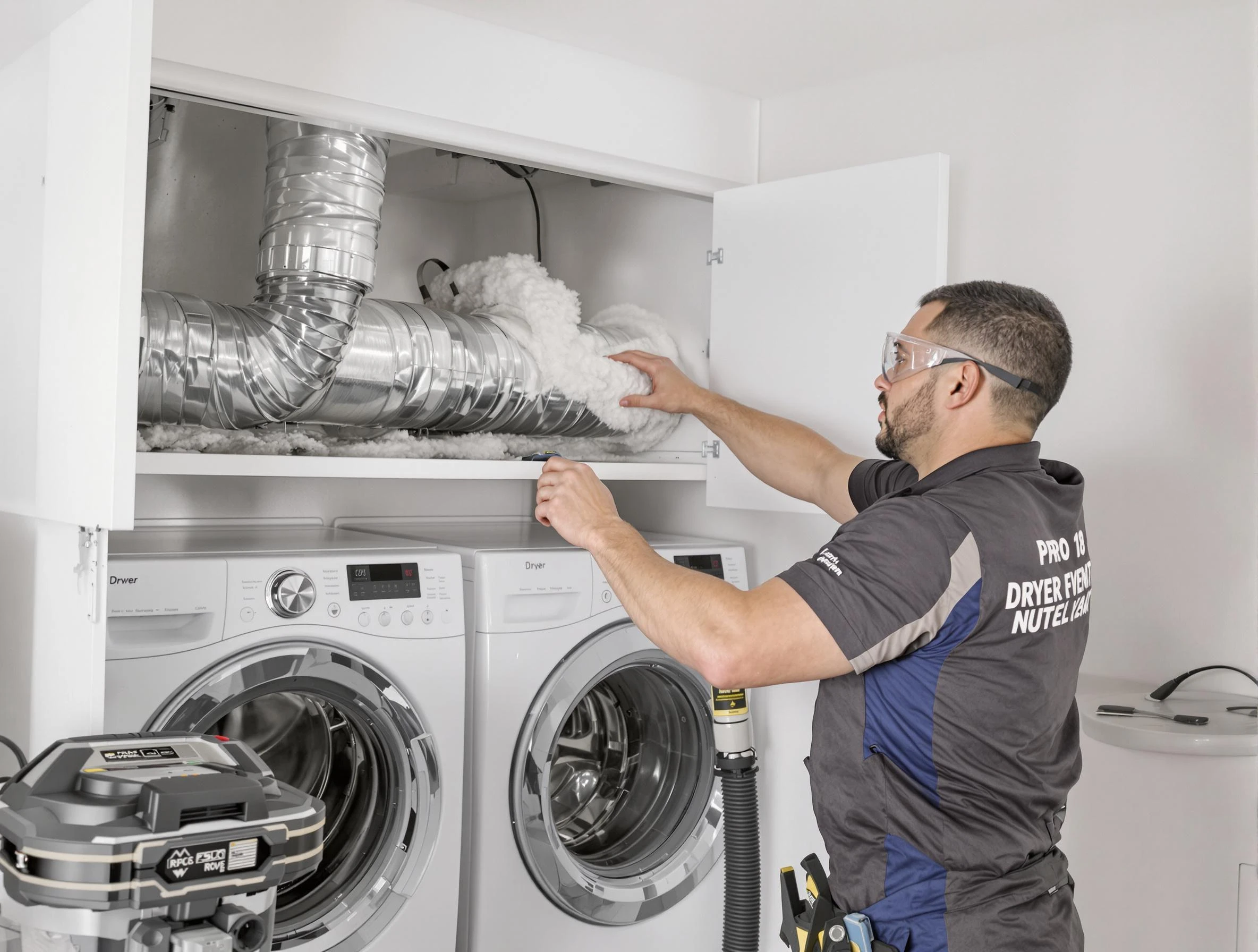 Heron Bay Dryer Vent Cleaning certified technician performing specialized gas dryer vent cleaning in Heron Bay